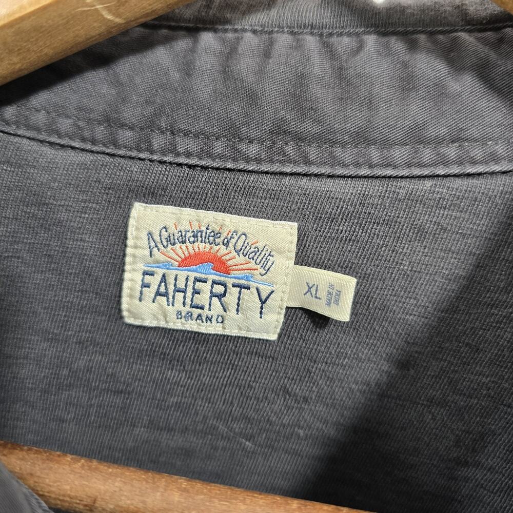 Faherty Shirt Mens XL Button Up Long Sleeve Organic Washed Black Sunwashed Gray - Picture 3 of 12